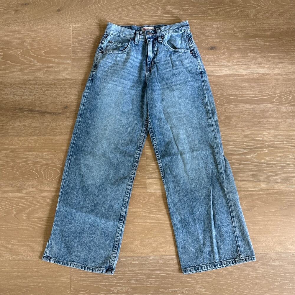 Deja Clark for Aeropostale Jeans Super Baggy 8 Ball Cherries Size XS Reg Blue